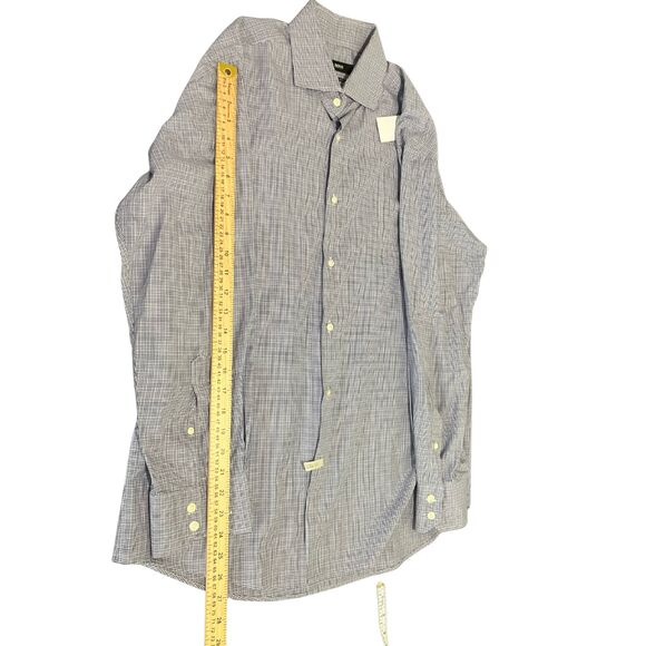 Hugo Boss Men’s Regular Fit Dress Shirt Size 16.5/42 Blue Check 100% Cotton - Picture 8 of 10